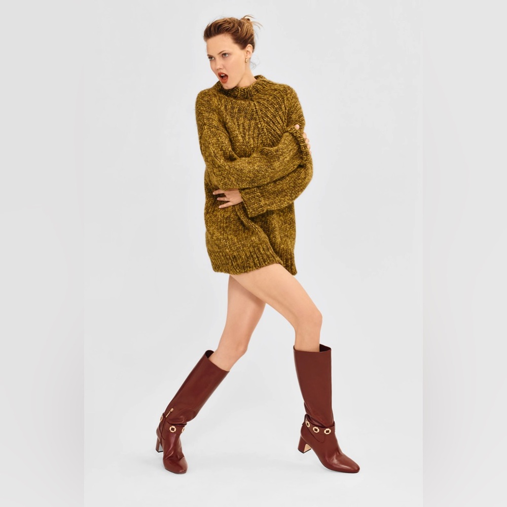 Larroudé Milan Knee High Block Boots Cognac Brown Leather Size 7 NWOB $530 - Picture 8 of 8